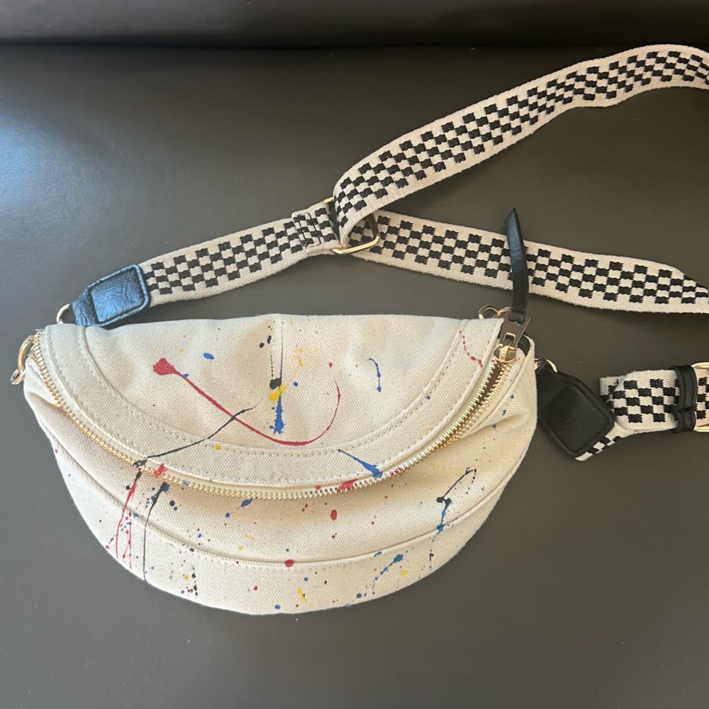 Threshold Cream Crossbody Bag hand painted